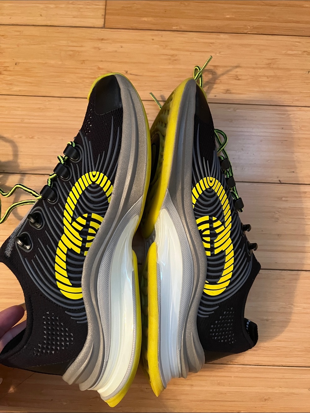 Gucci Black Athletic Sneakers with Yellow Accents
